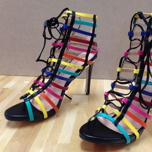 NWT Multi Black Open Toe Heel